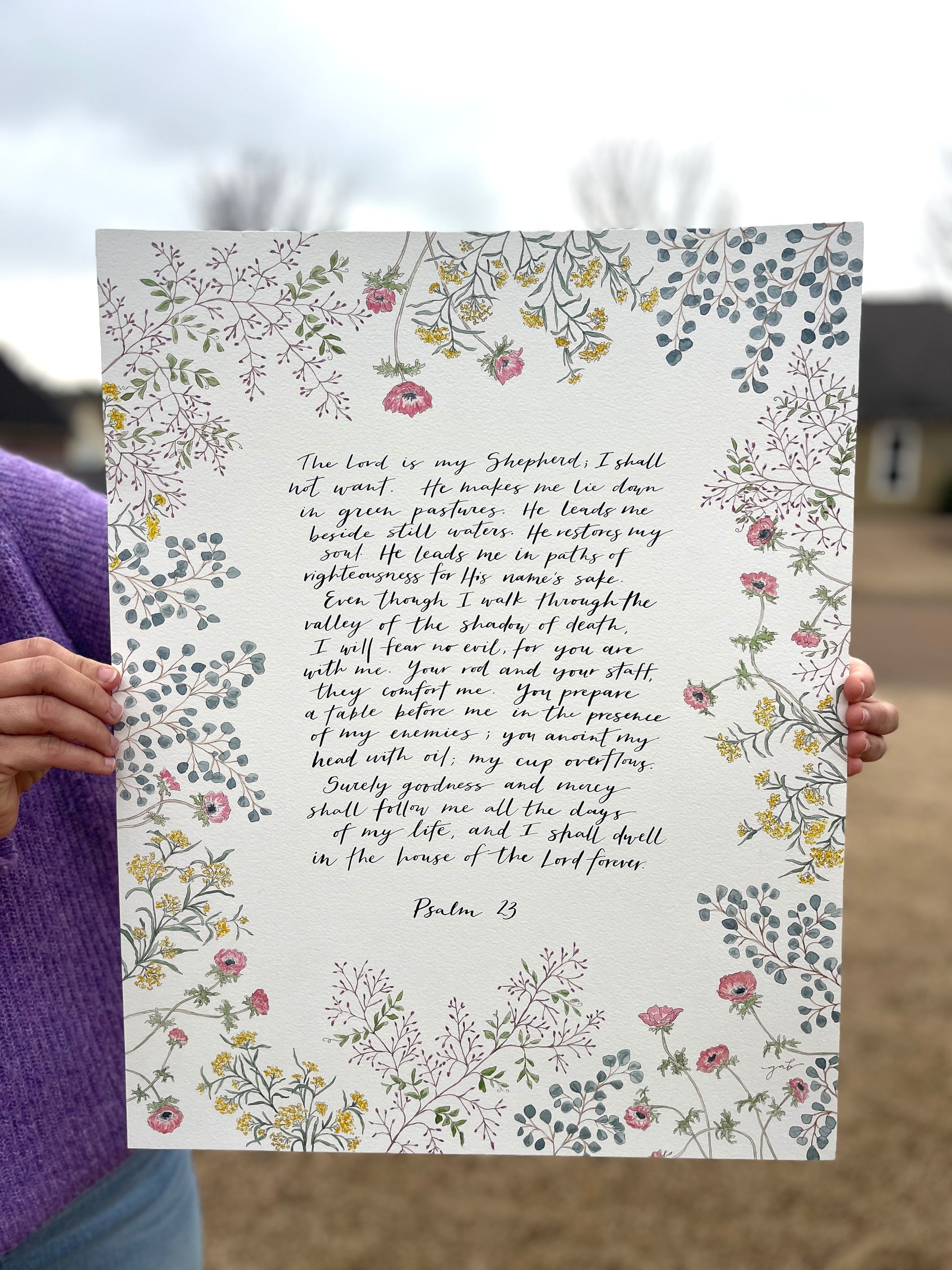 Psalm 23 11x14 Watercolor Print