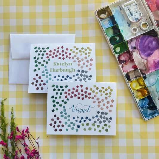 Personalized Watercolor Spots Note Cards
