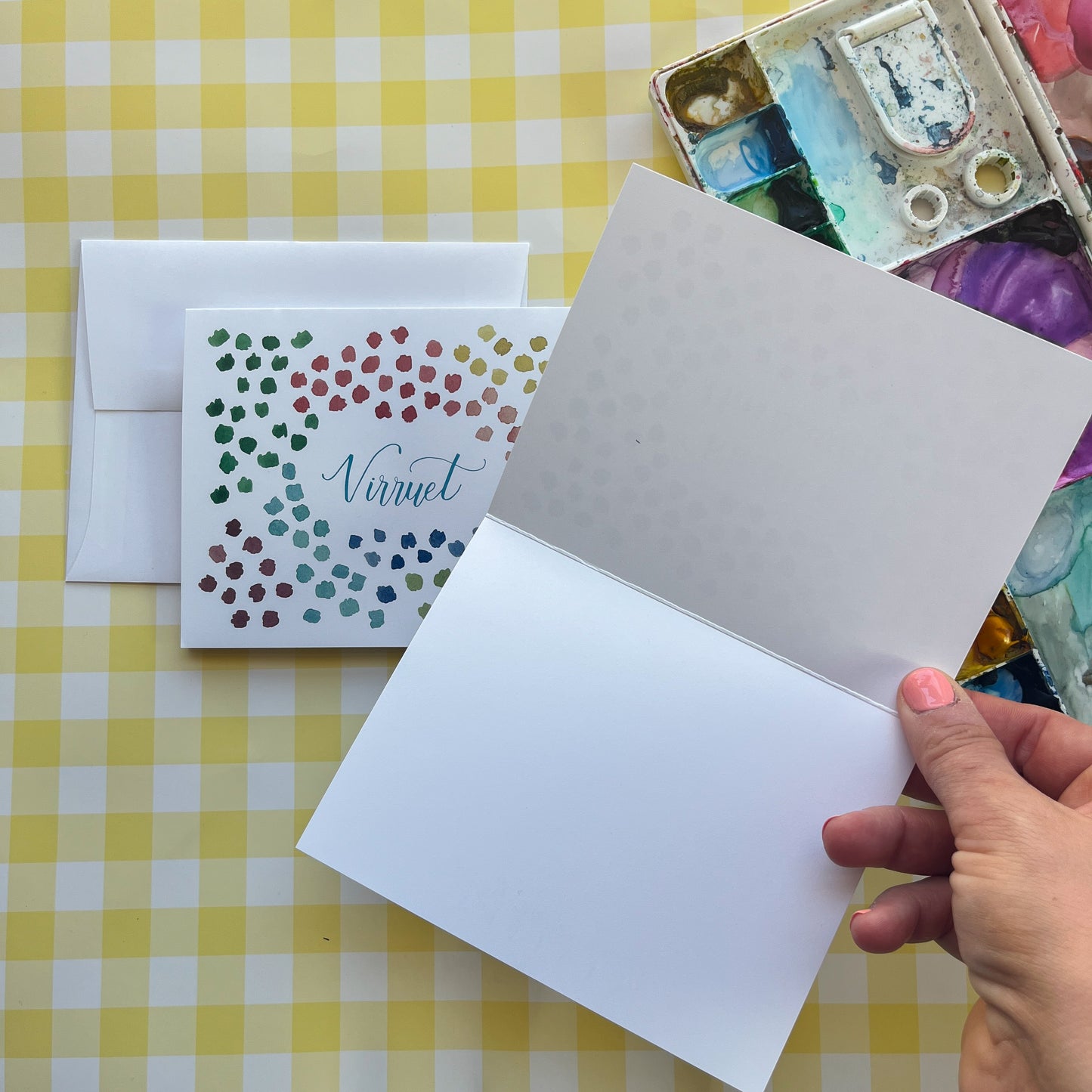 Personalized Watercolor Spots Note Cards