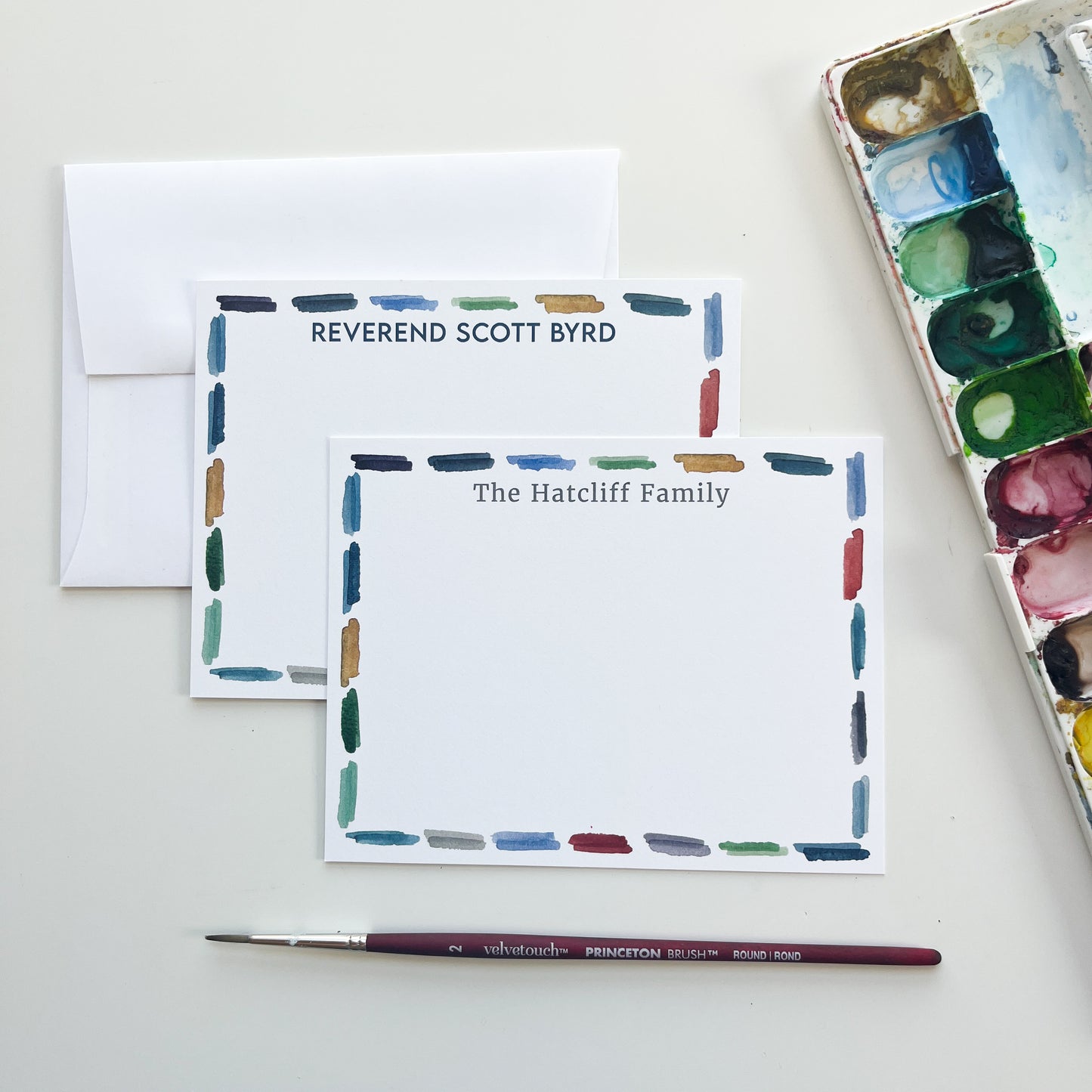 Shadow Stripes Personalized Flat Note Cards