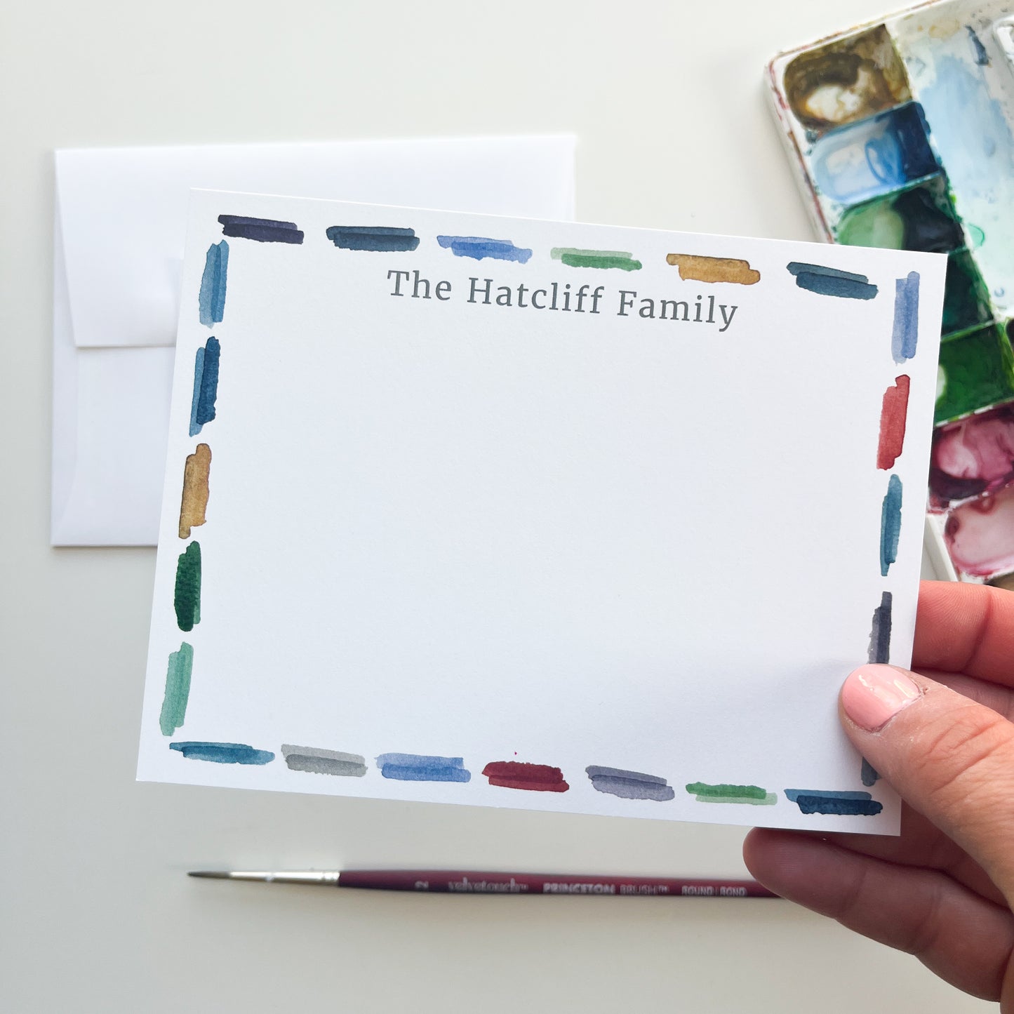 Shadow Stripes Personalized Flat Note Cards