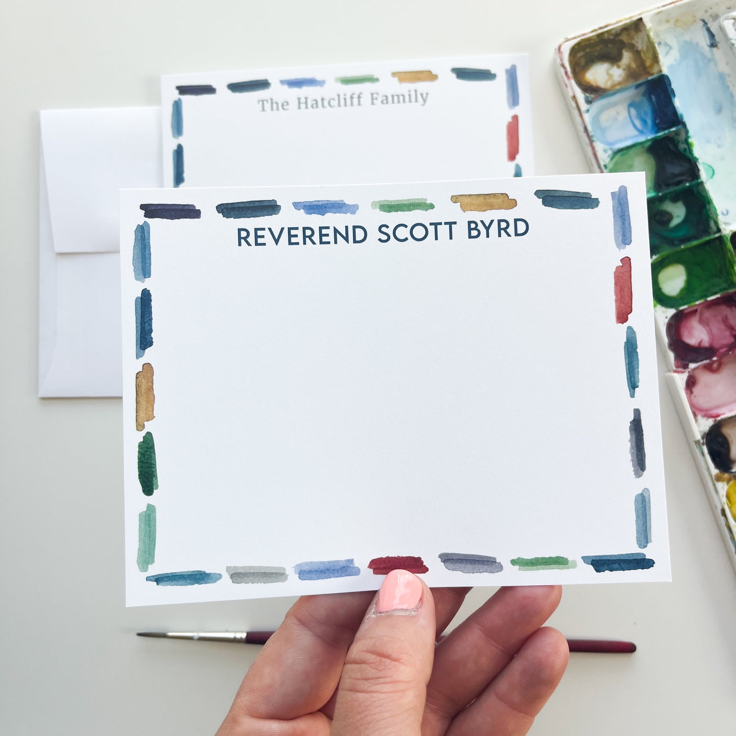 Shadow Stripes Personalized Flat Note Cards