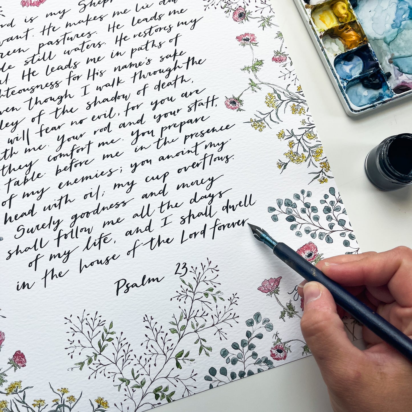 Psalm 23 11x14 Watercolor Print