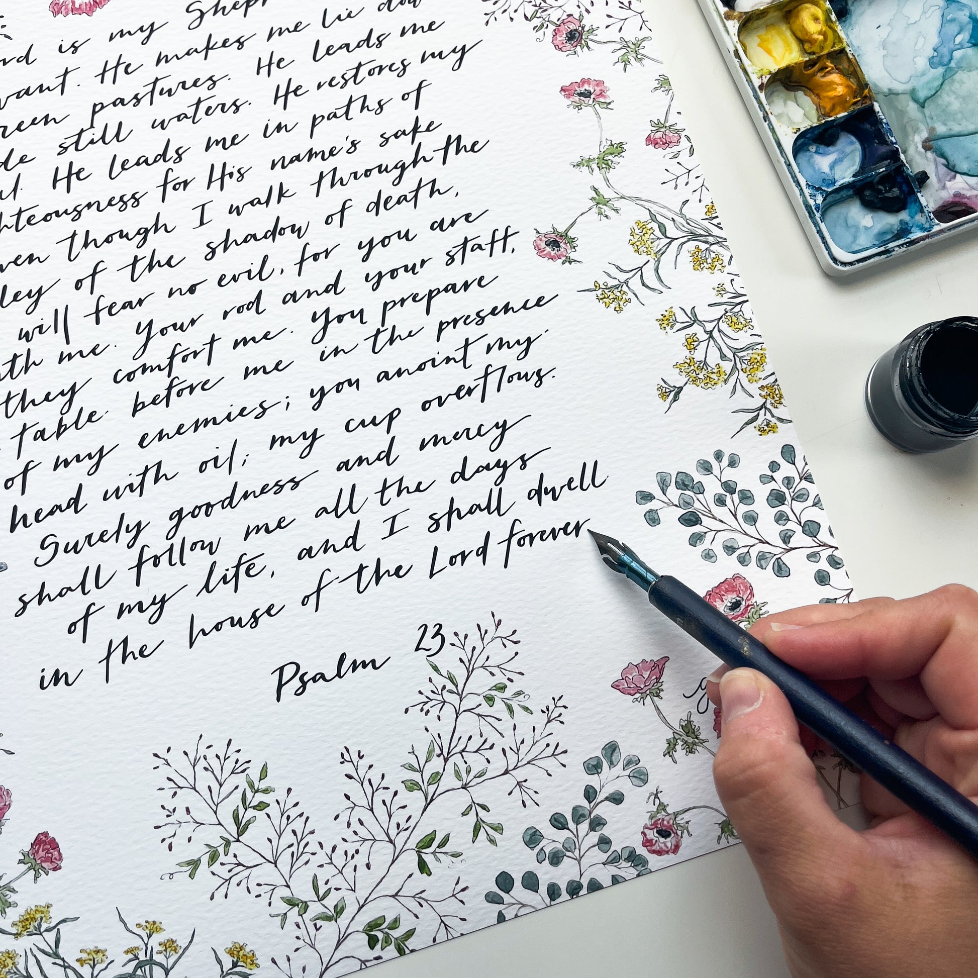 Psalm 23 11x14 Watercolor Print