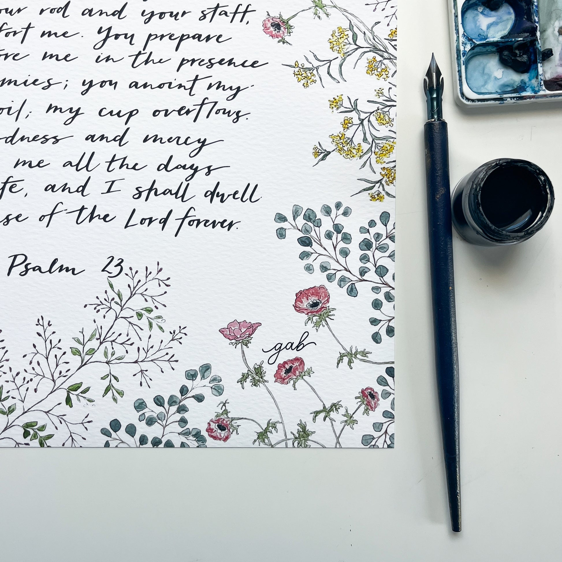 Psalm 23 11x14 Watercolor Print