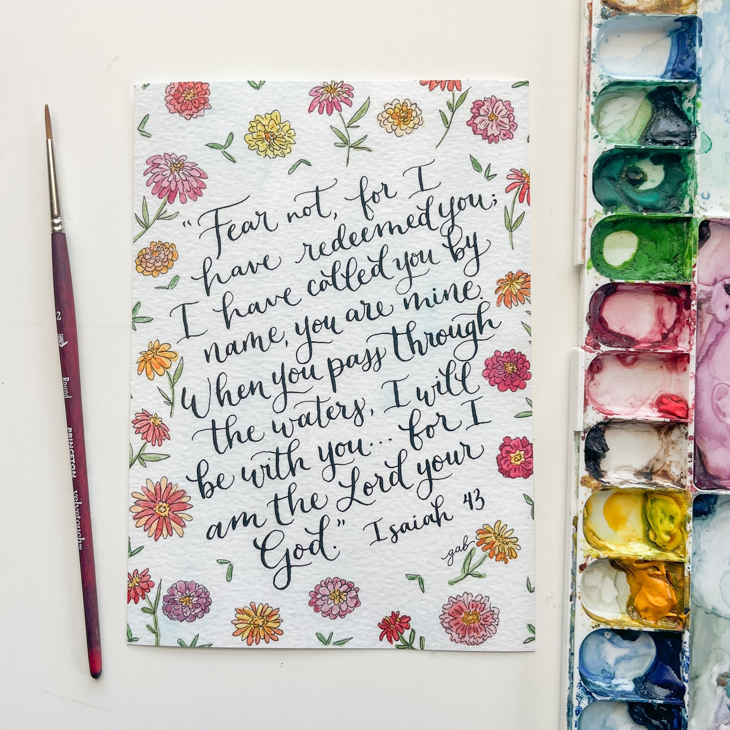 Isaiah 43 Watercolor and Calligraphy Print