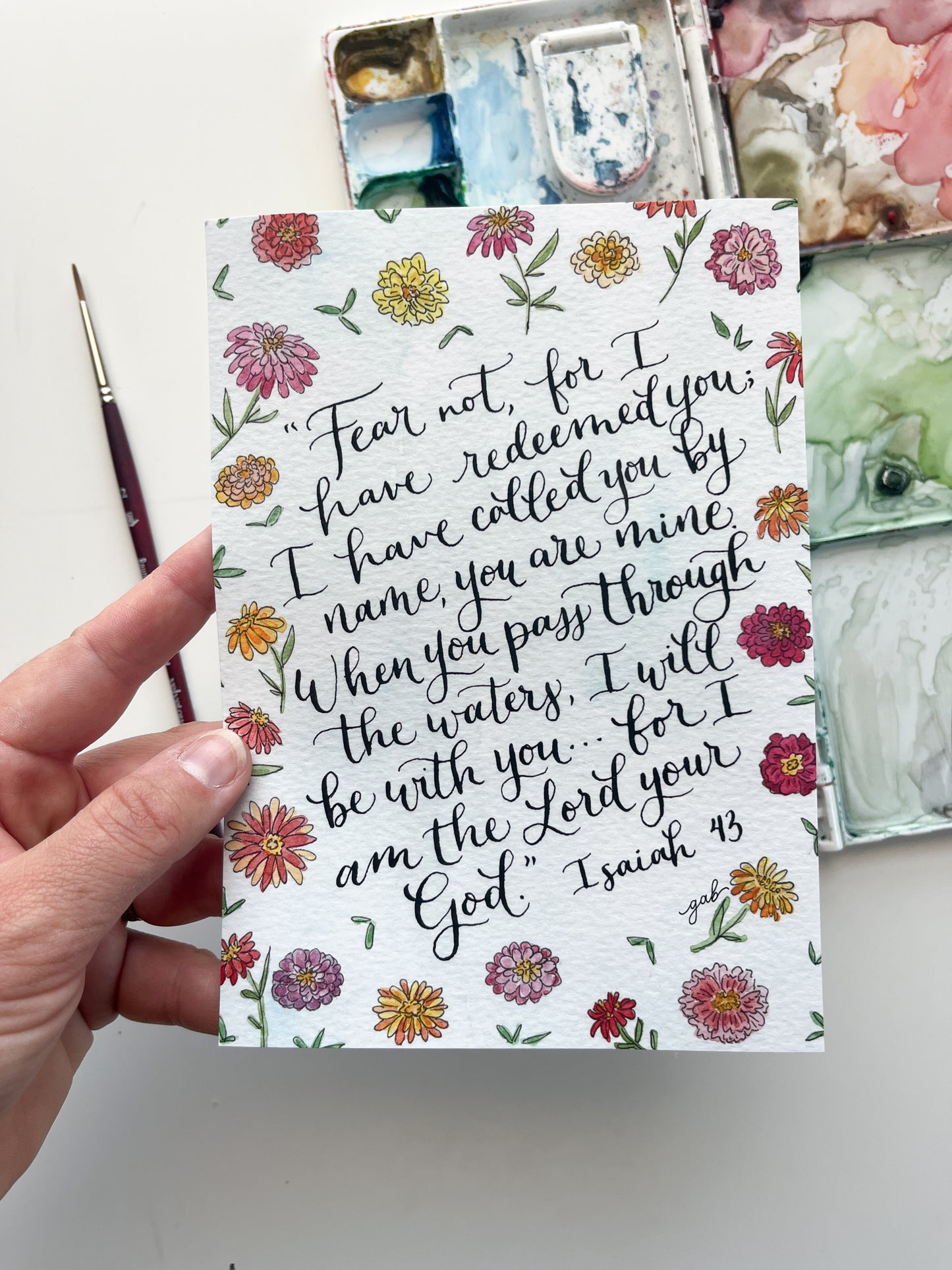 Isaiah 43 Watercolor and Calligraphy Print