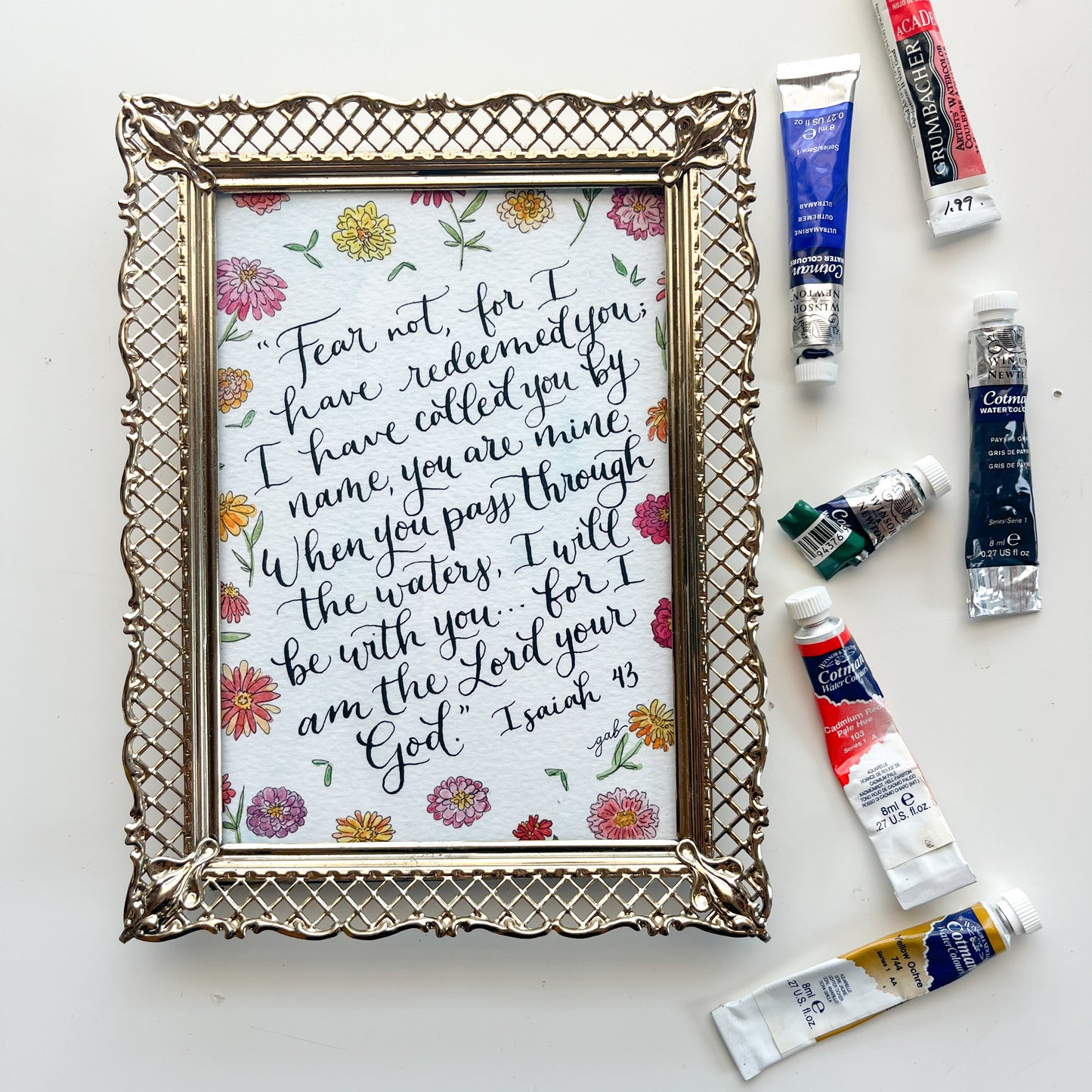 Isaiah 43 Watercolor and Calligraphy Print