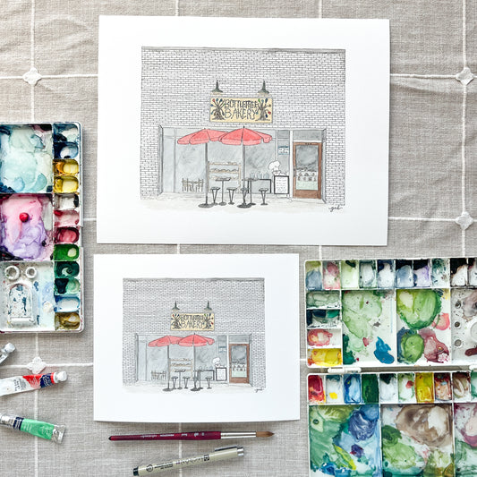 Bottletree Bakery Oxford Watercolor or Drawing Print