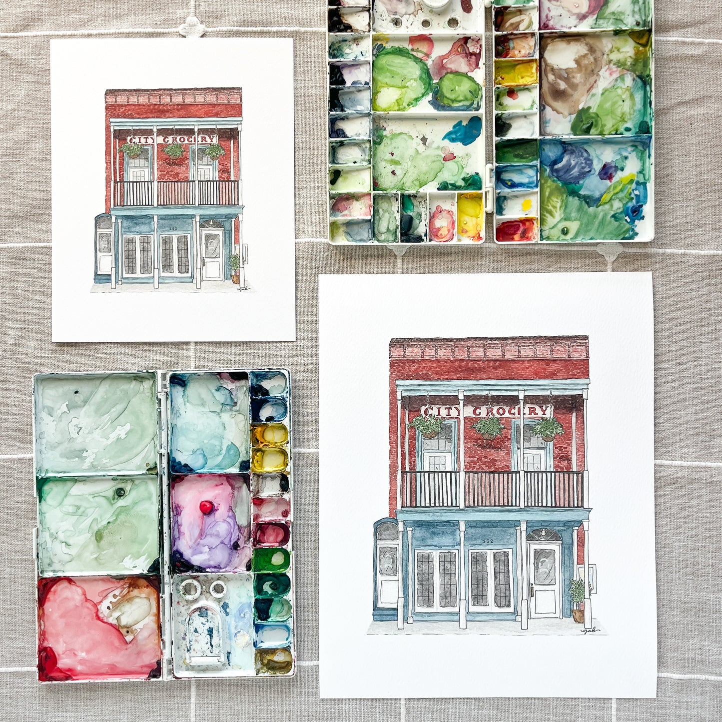 City Grocery Oxford Watercolor Print