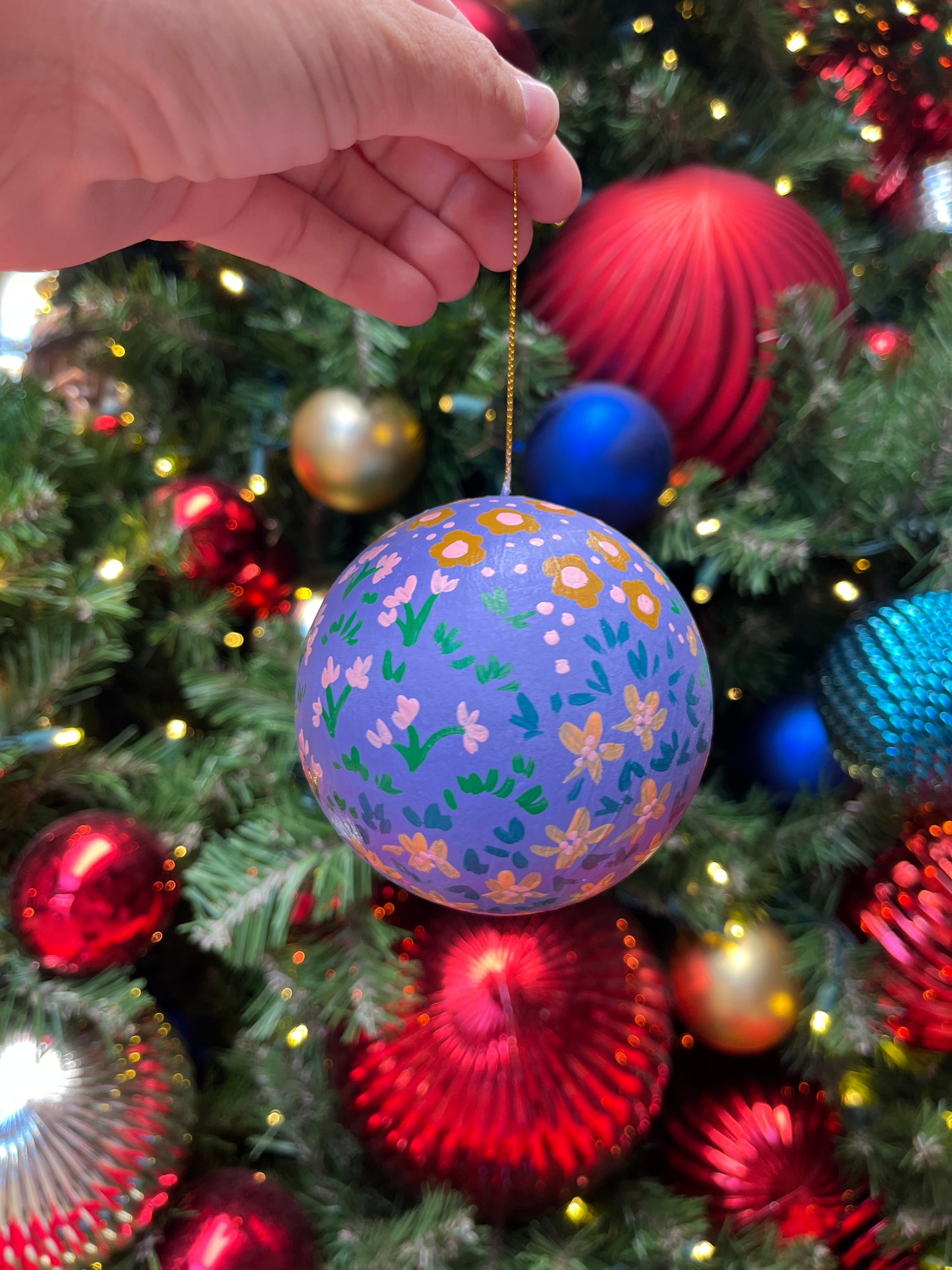 Purple and Peach Ball Ornament