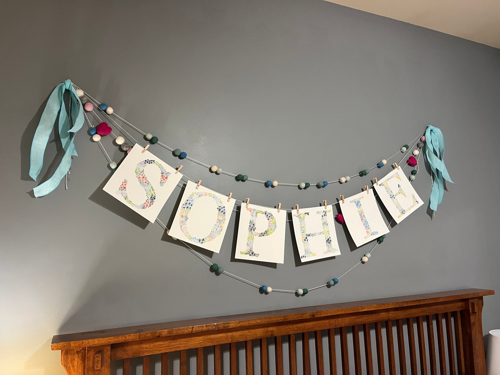 8x10 Watercolor Floral Monogram Letter