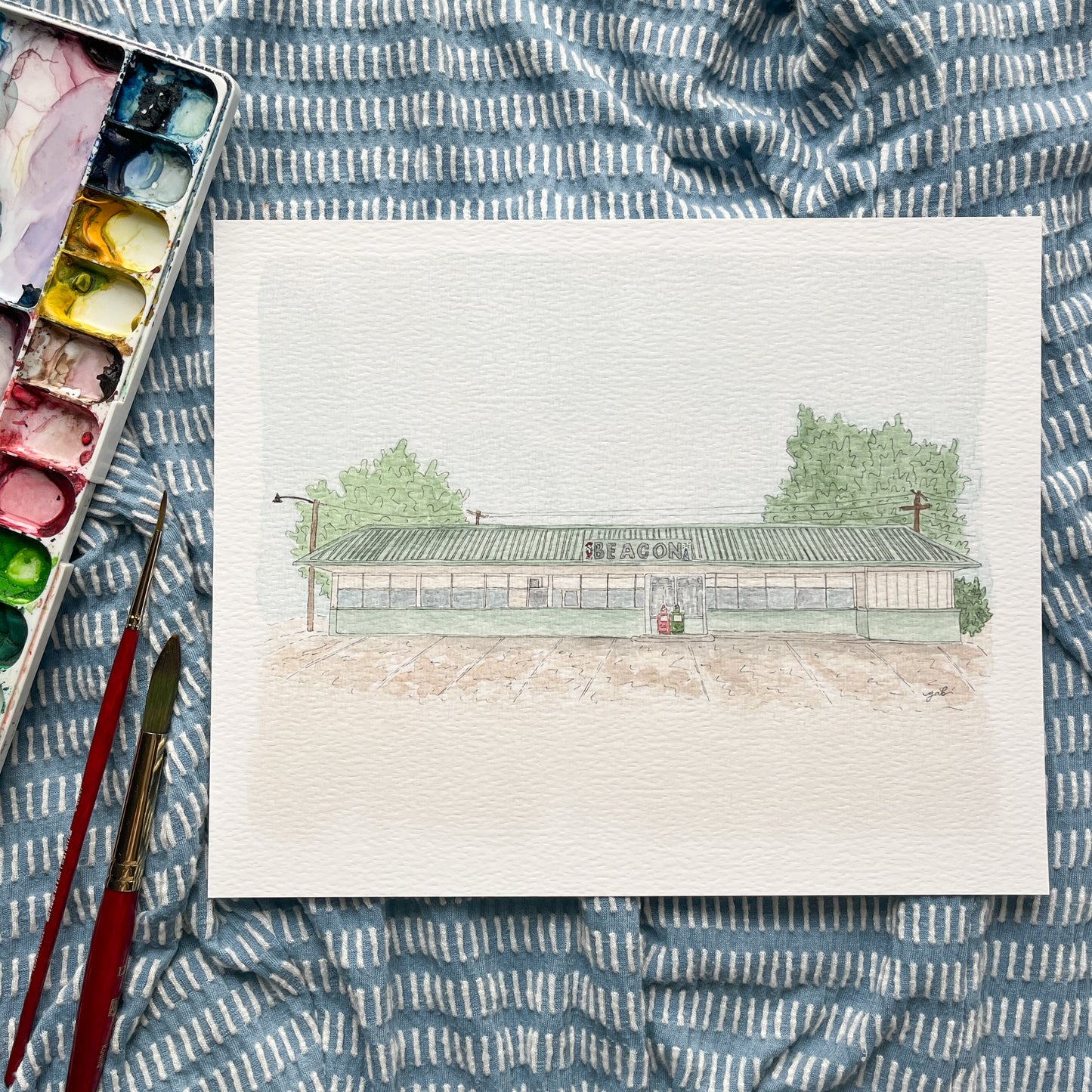 The Beacon Oxford Watercolor Print