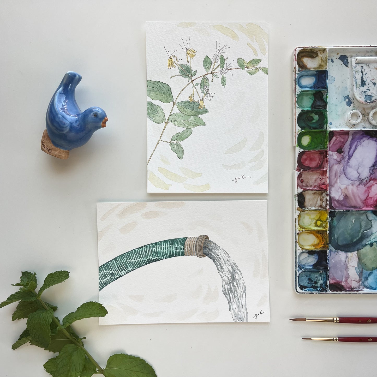 Honeysuckle 5x7 Original Watercolor Painting