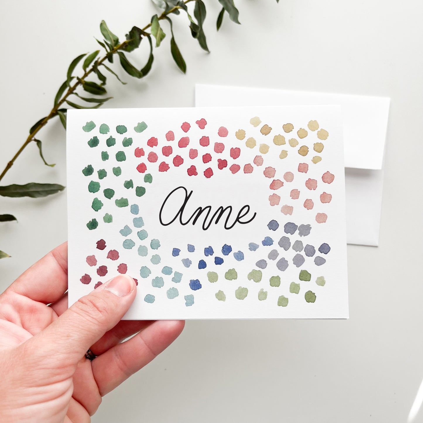 Personalized Watercolor Spots Note Cards