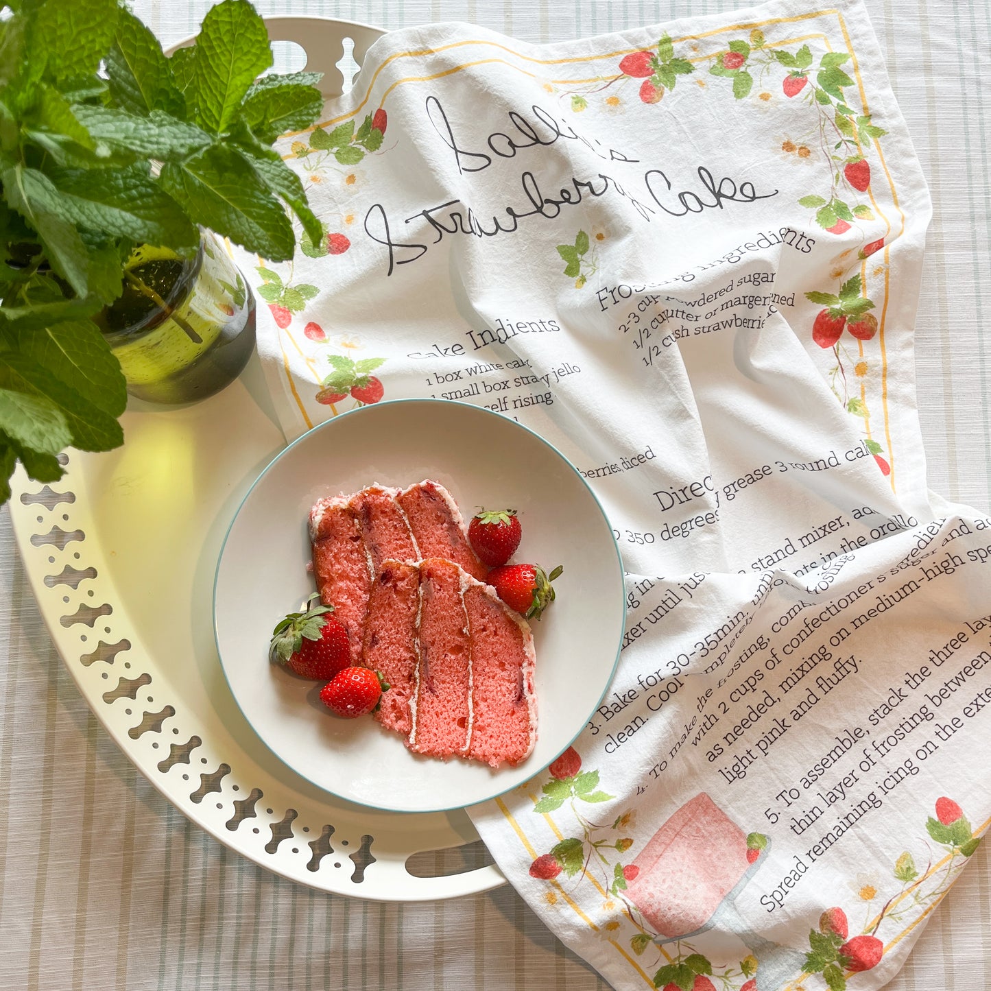 Sallie's Strawberry Cake Tea Towel