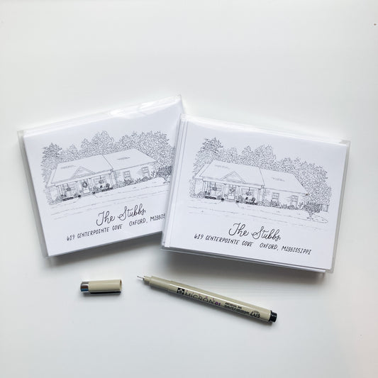 Home Portrait Custom Note Cards