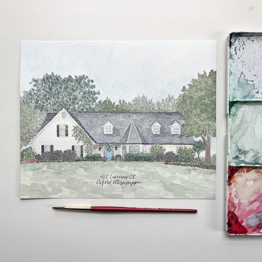 Watercolor Home Painting Commission