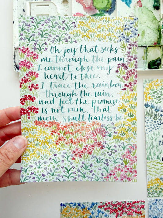 Rainbow Through the Rain 5x7 Original Watercolor Painting