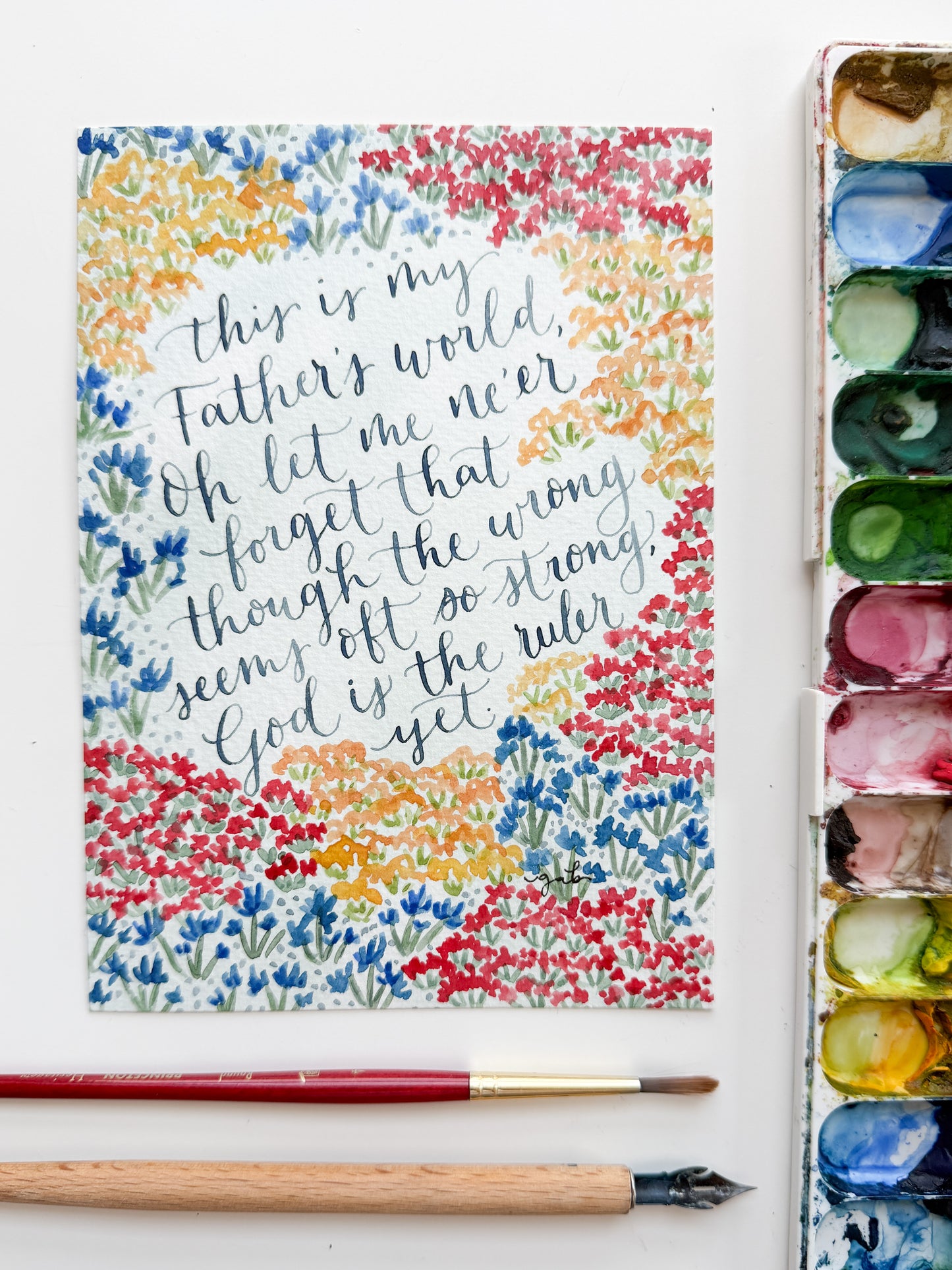 God Is the Ruler Yet 5x7 Original Watercolor Painting
