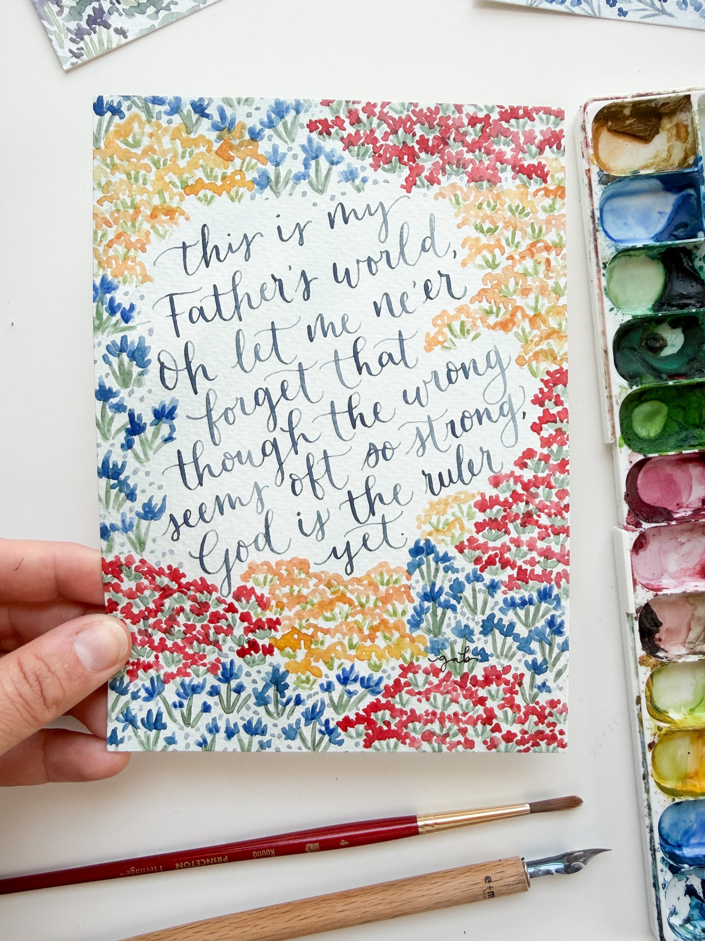 God Is the Ruler Yet 5x7 Original Watercolor Painting