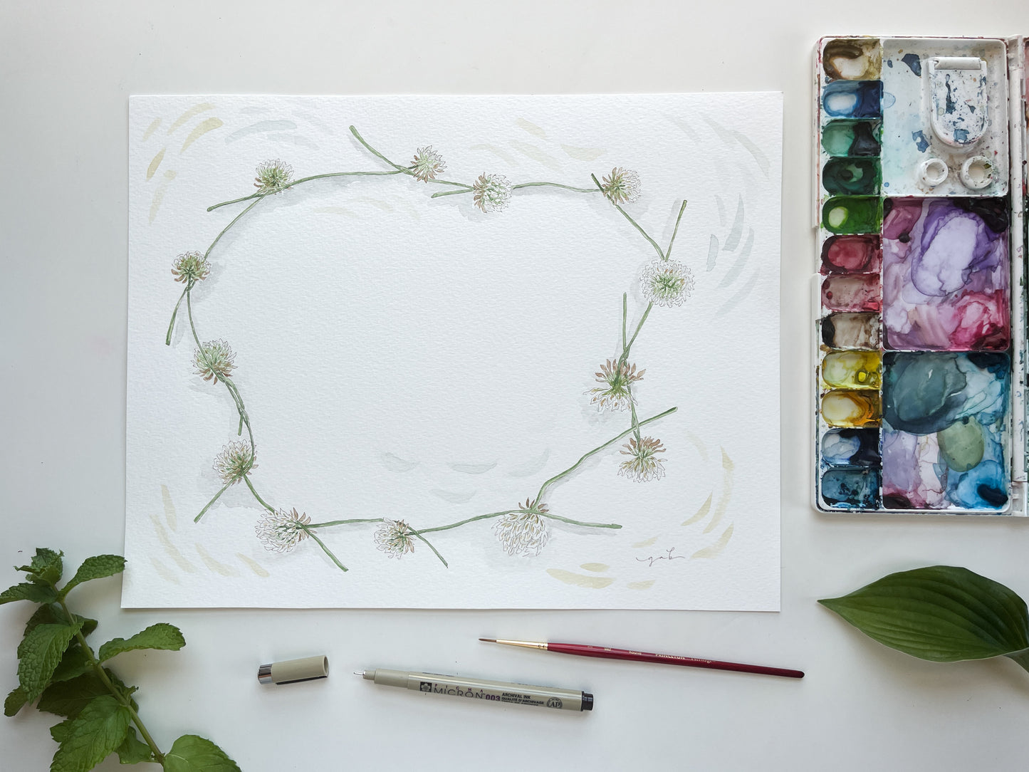 Clover Chain 11x14 Watercolor Painting