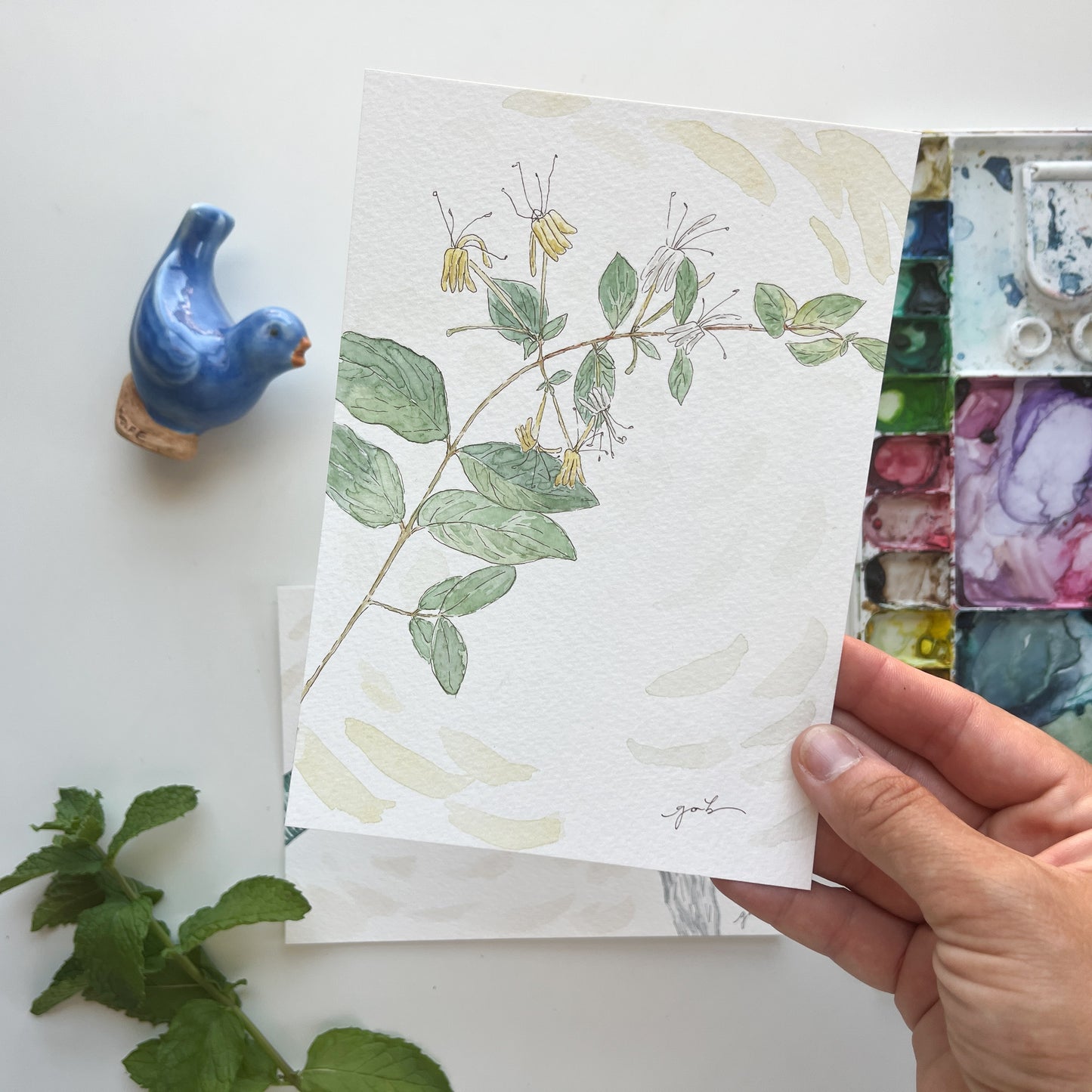 Honeysuckle 5x7 Original Watercolor Painting