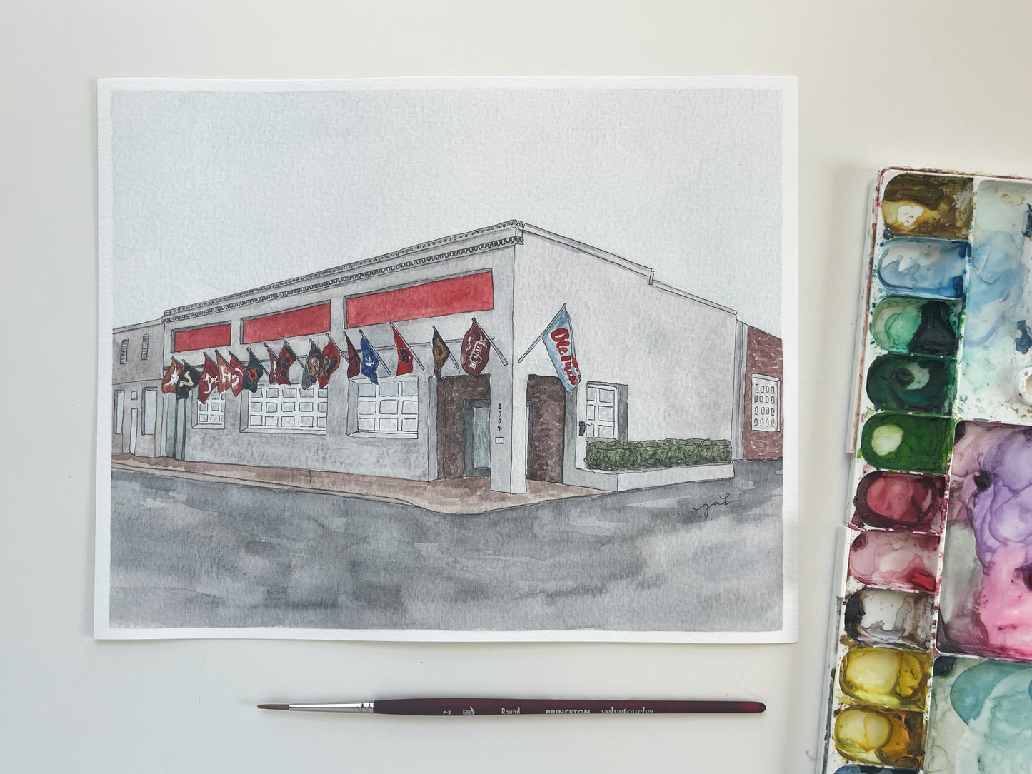 The Library Oxford MS Watercolor Print
