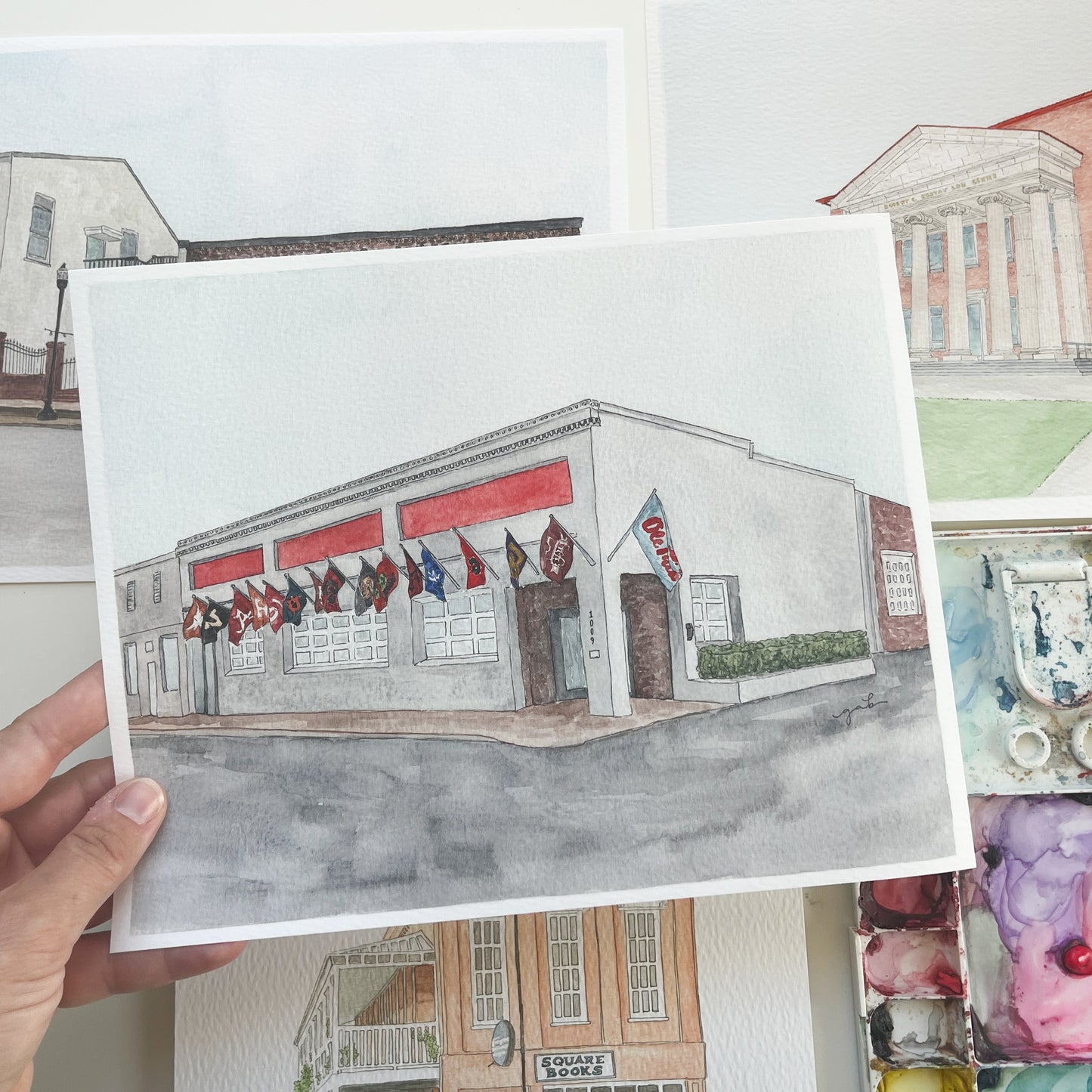 The Library Oxford MS Watercolor Print