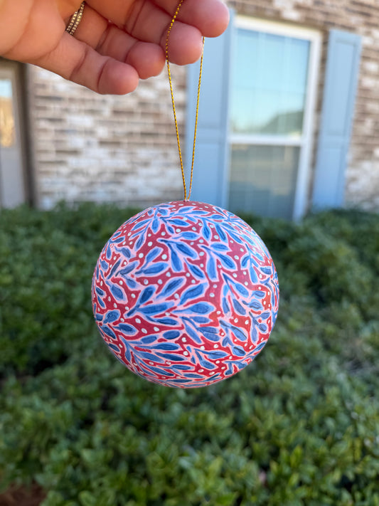 Red and Blue Ball Ornament