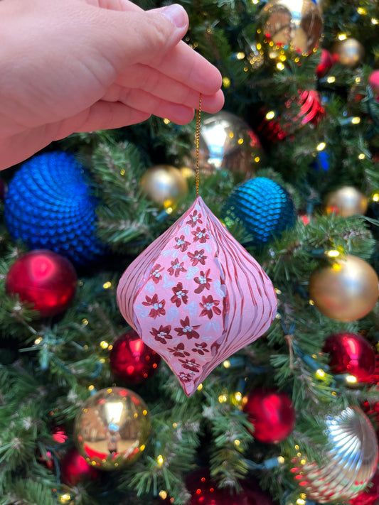 Maroon and White Sprigs Ornament