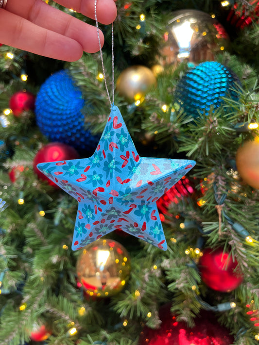 Aqua and Garnet Star Ornament