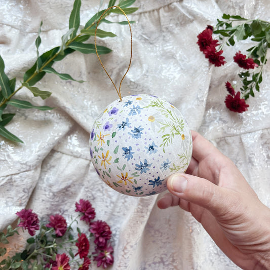 Cheerful Meadow Painted Ball Christmas Ornament