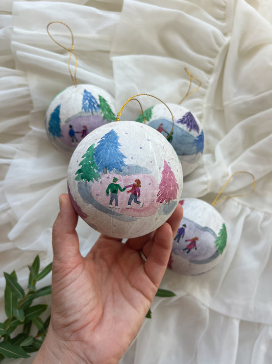 Ruby Lake Snowy Skaters Jewelbox Painted Christmas Ornament