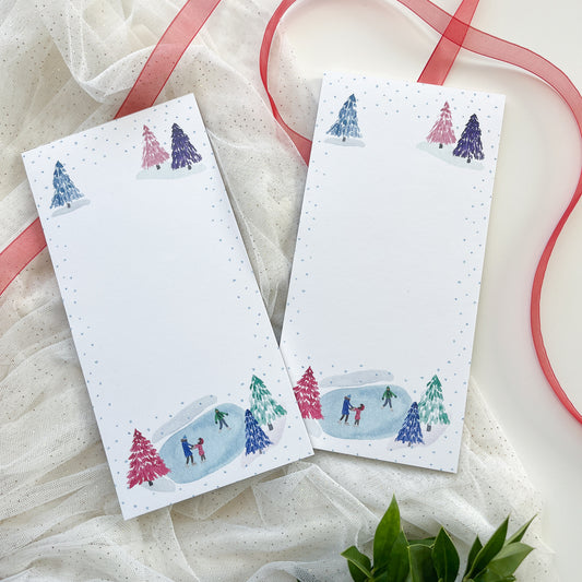 Snowy Skaters Jewelbox Long Notepad