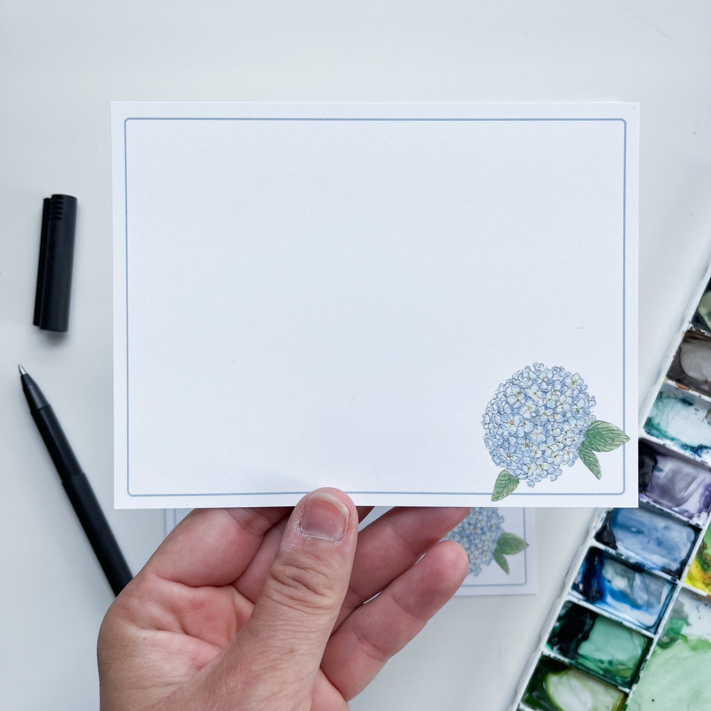 Blue Hydrangea Flat Note Cards