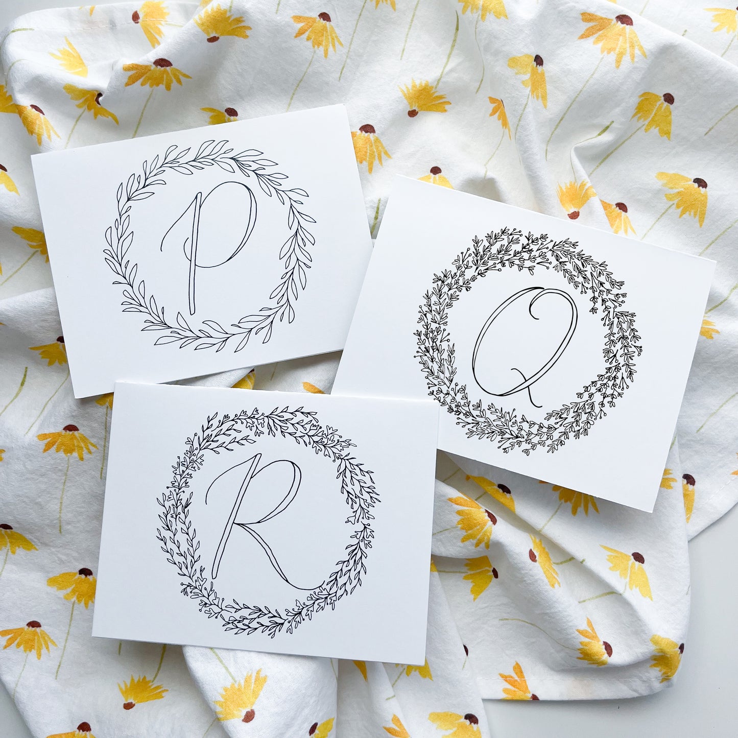 Monogram Wreath Note Card Sets