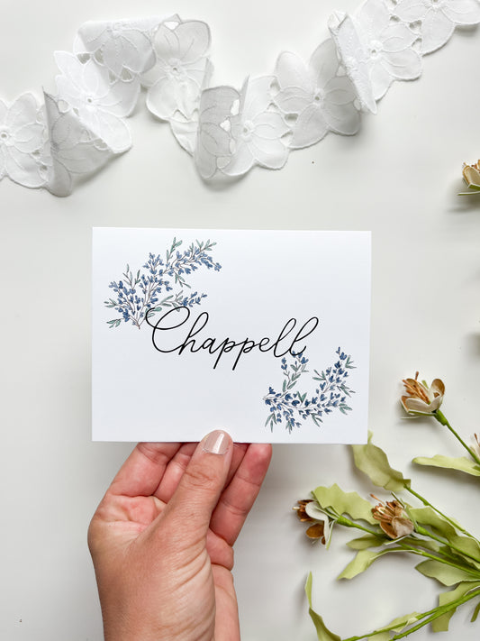 Personalized Blue Branches Flat Note Cards