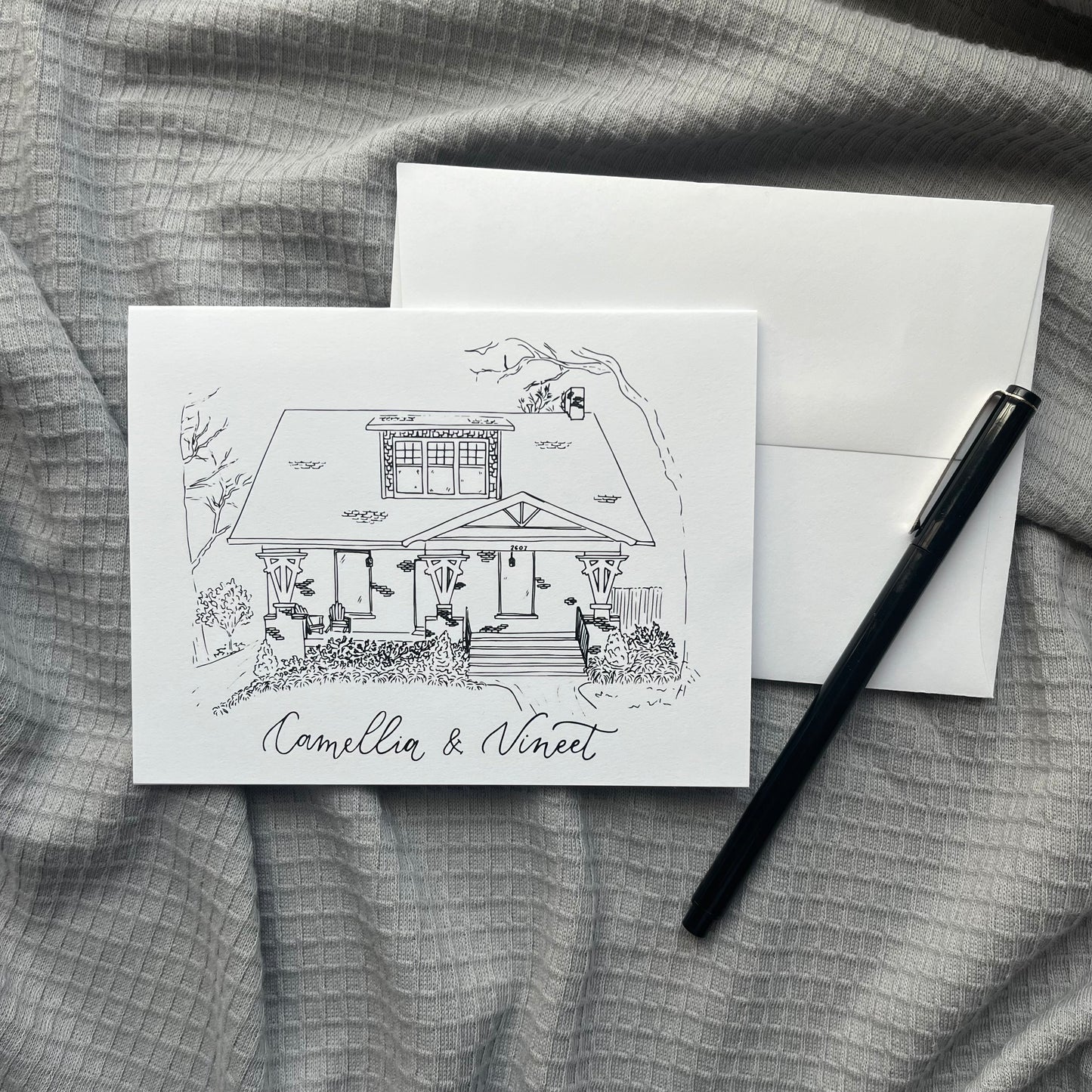 Home Portrait Custom Note Cards