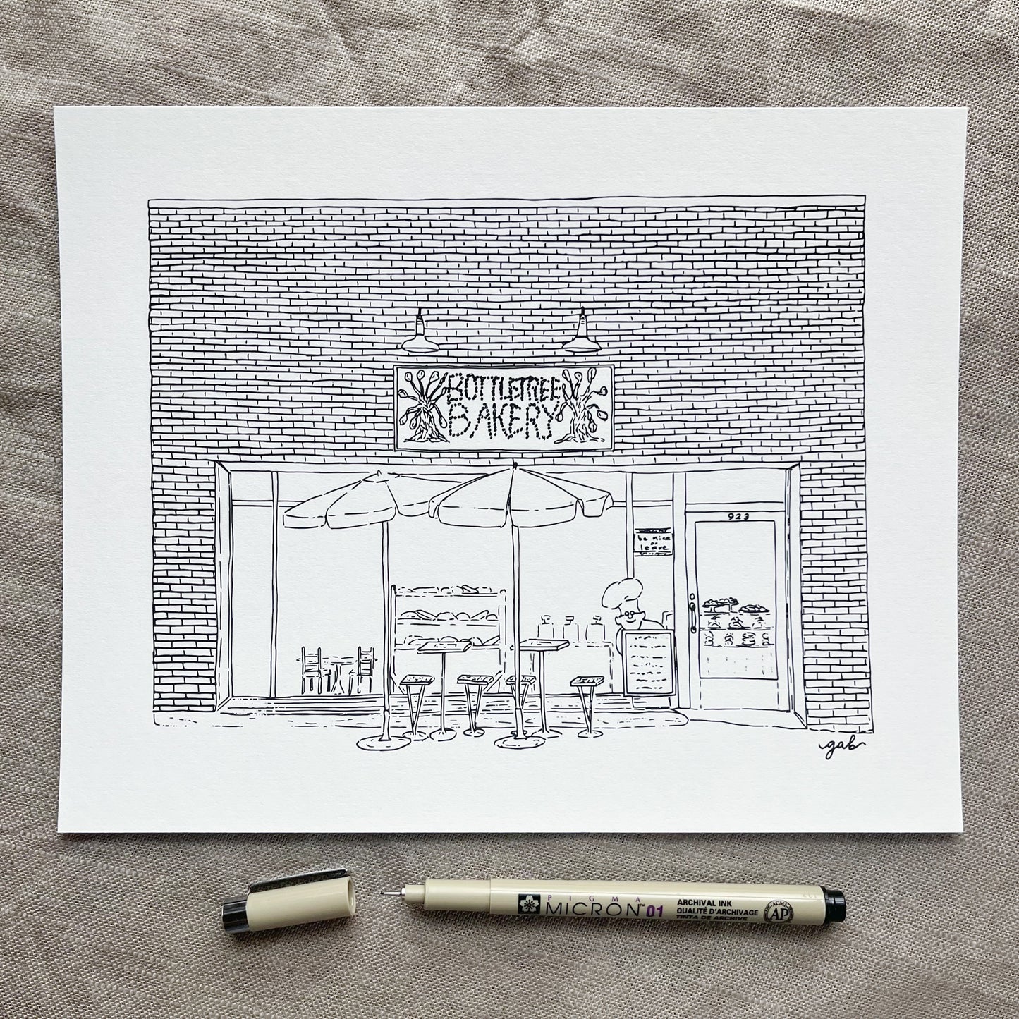 Bottletree Bakery Oxford Watercolor or Drawing Print