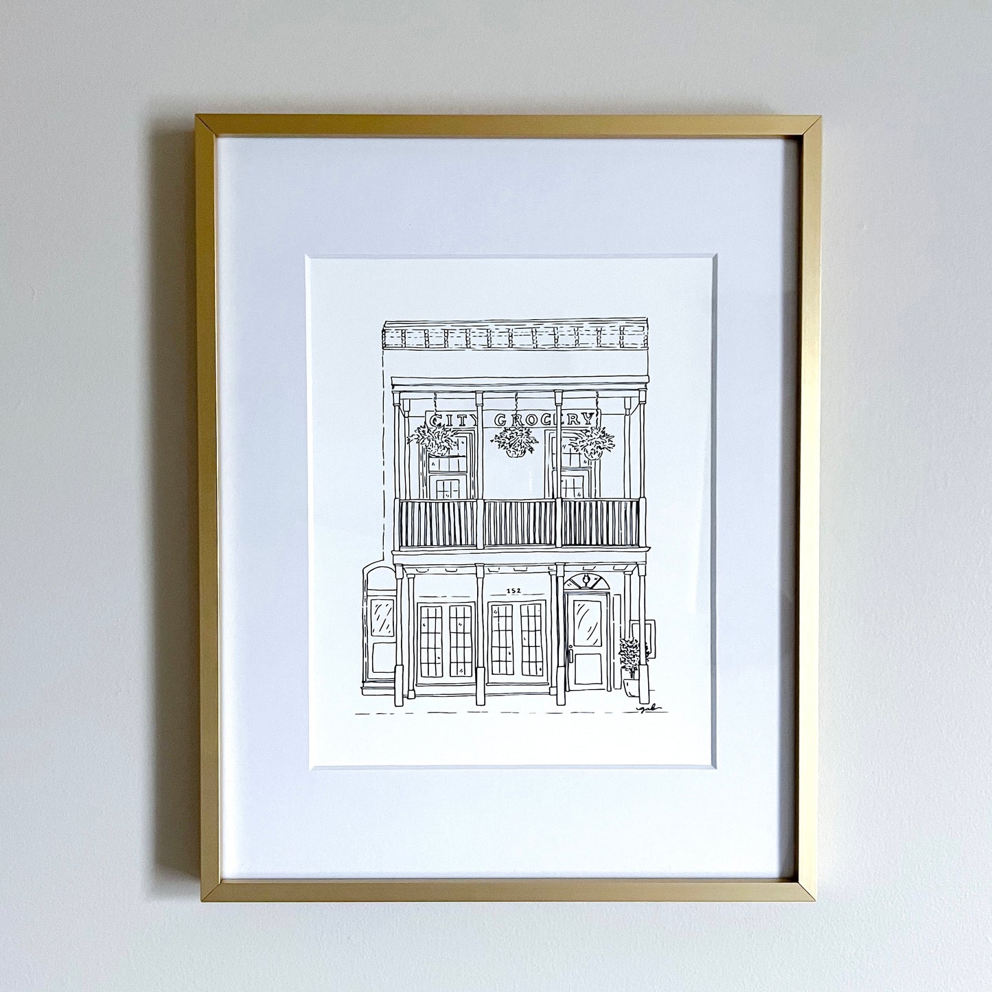 City Grocery Oxford Watercolor or Drawing Print