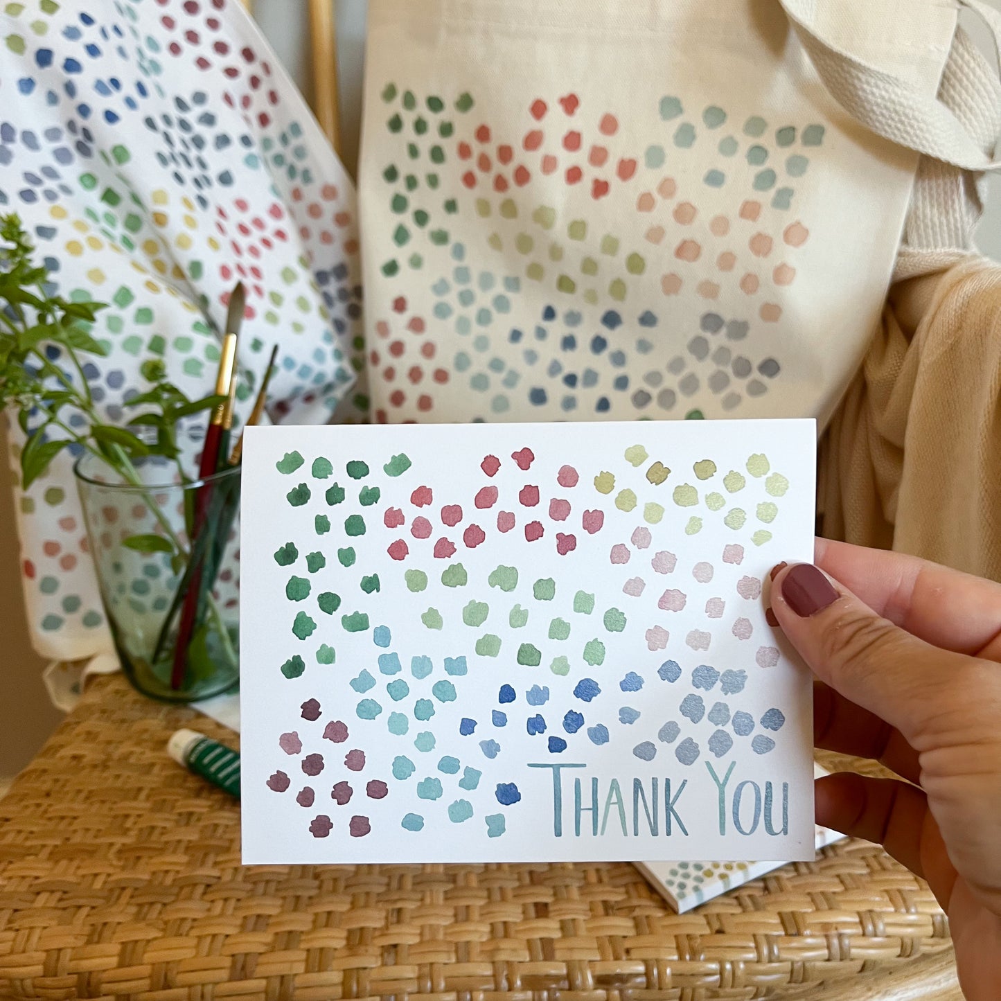 Watercolor Spots Thank You Note Cards