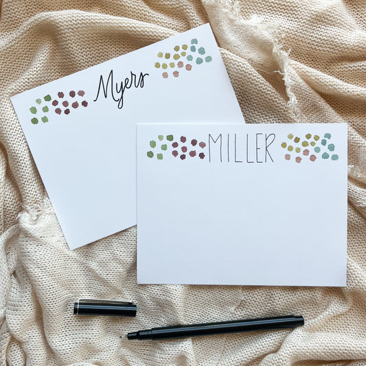 Personalized Watercolor Spots Flat Note Cards