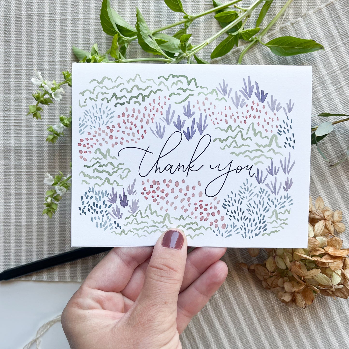 Thank You Spring Moss Note Cards