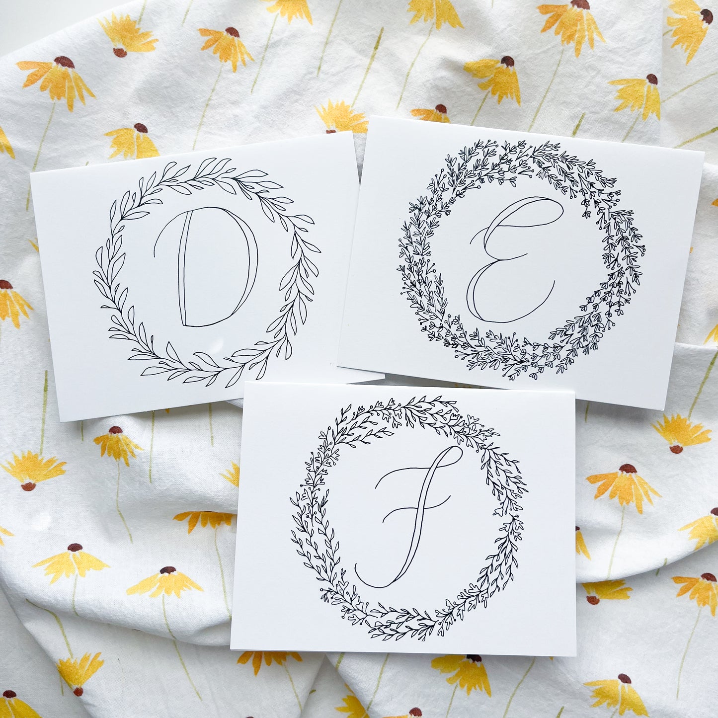 Monogram Wreath Note Card Sets