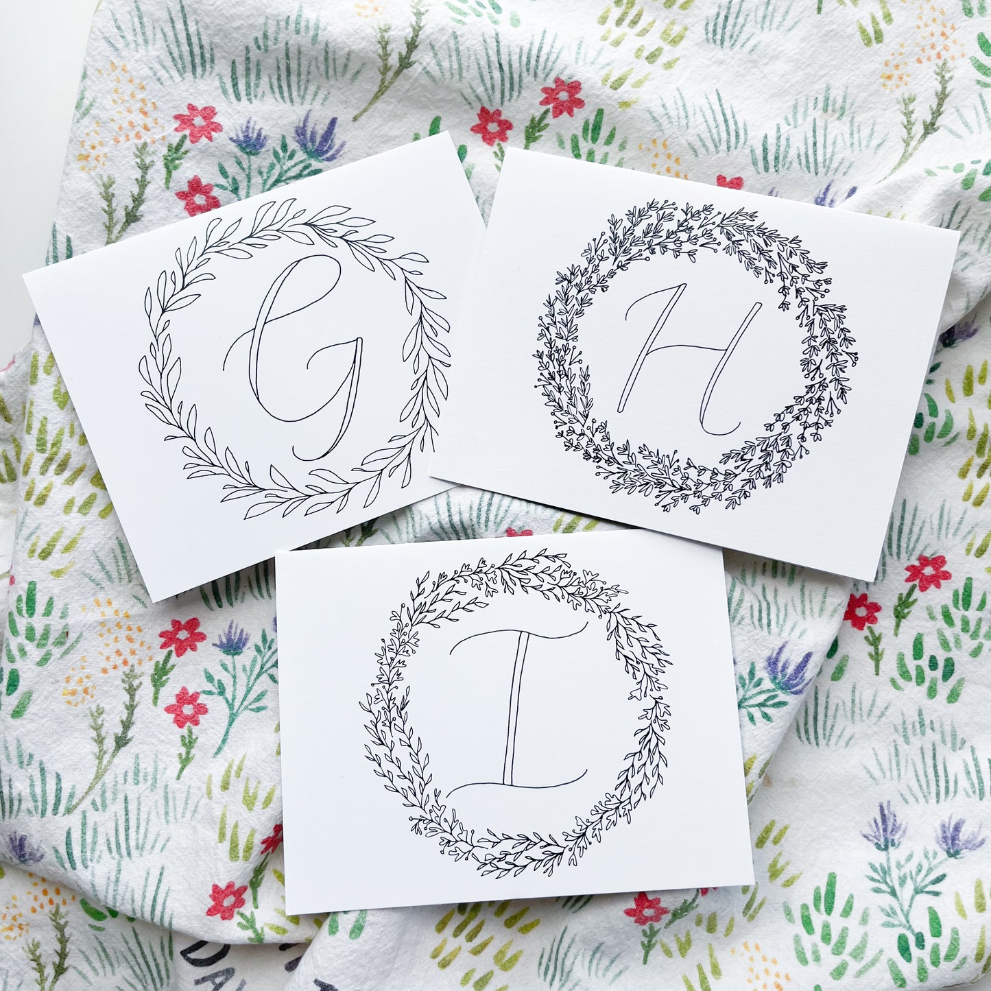 Monogram Wreath Note Card Sets