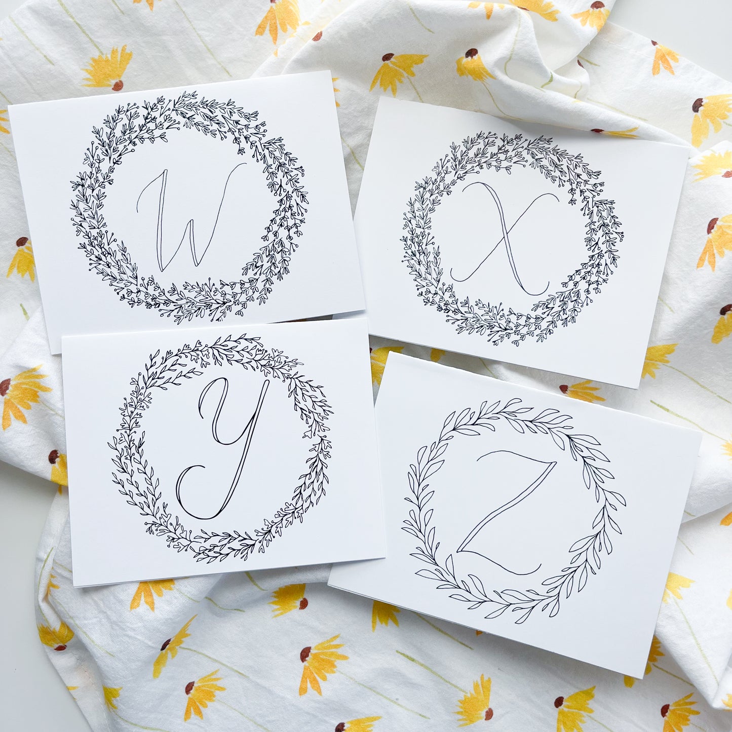 Monogram Wreath Note Card Sets