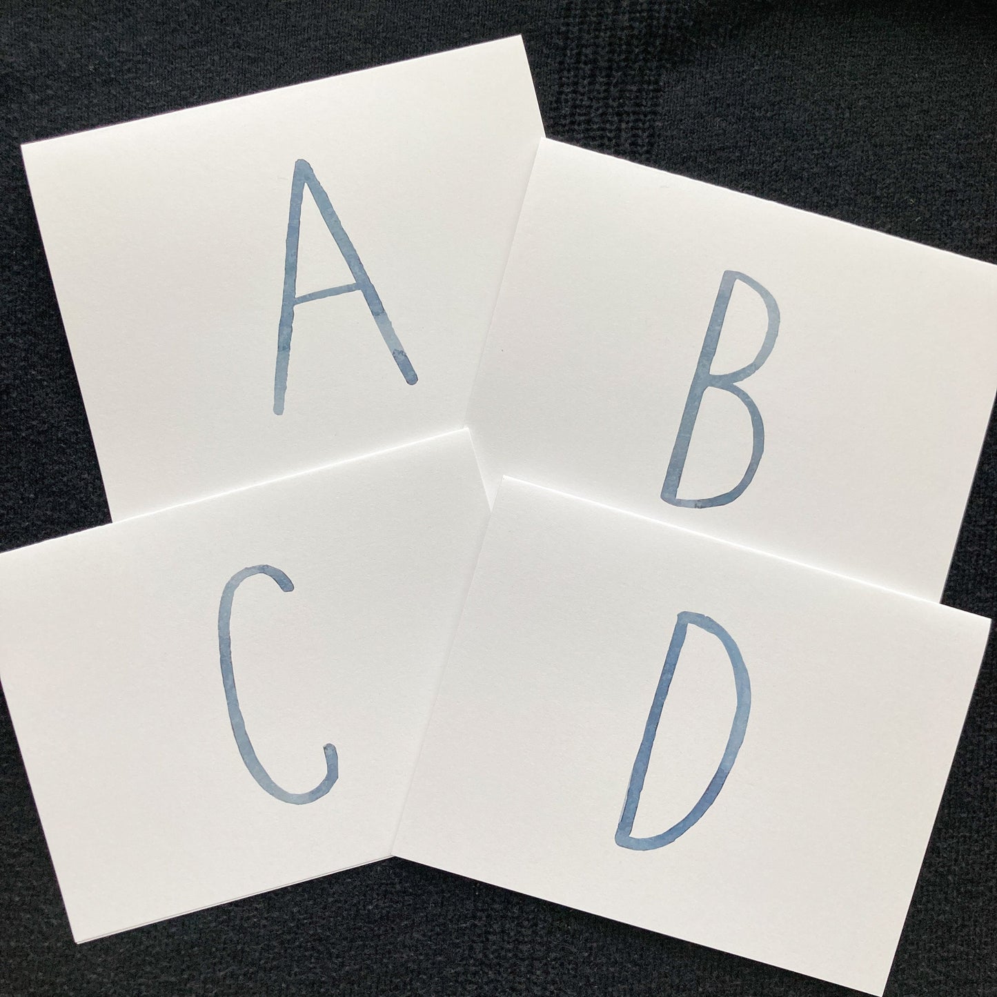 Watercolor Monogram Initial Note Cards