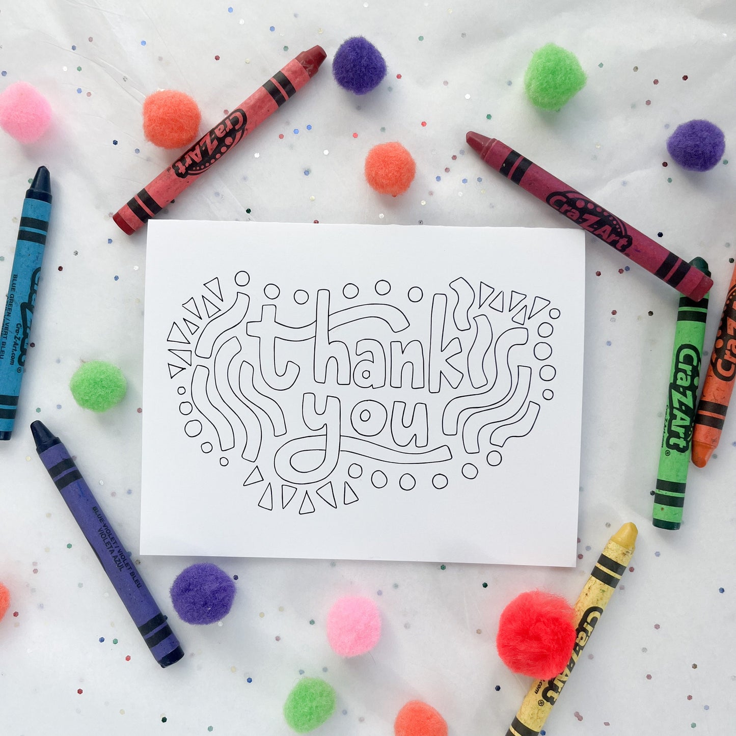 Thank You Coloring Note Cards and Envelopes