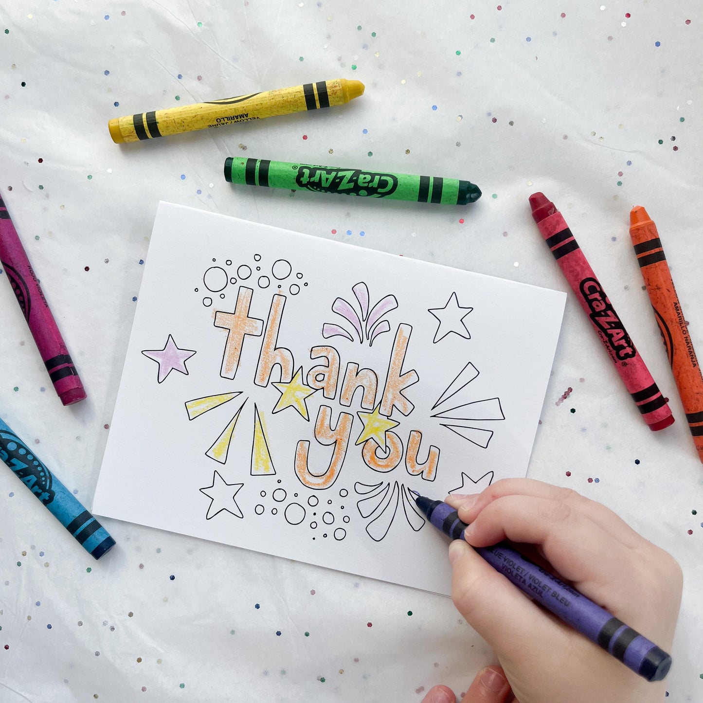 Thank You Coloring Note Cards and Envelopes